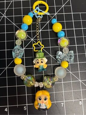 Yellow & Blue Alice-Themed Kids Beaded keychain